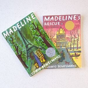 Madeline Kids Books Set - Green and Pink Covers - Ludwig Bemelmans